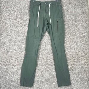 Vuori Ripstop Climber Pants Mens Small Green Waist Drawstring Zip Outdoor